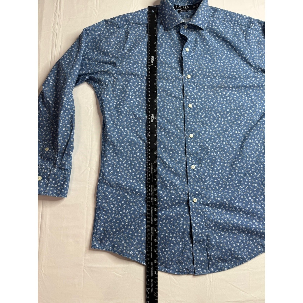 Lauren Ralph Lauren Black Label Button Down Mens 15.5 32/33 Slim Fit Blue Floral - Picture 9 of 10